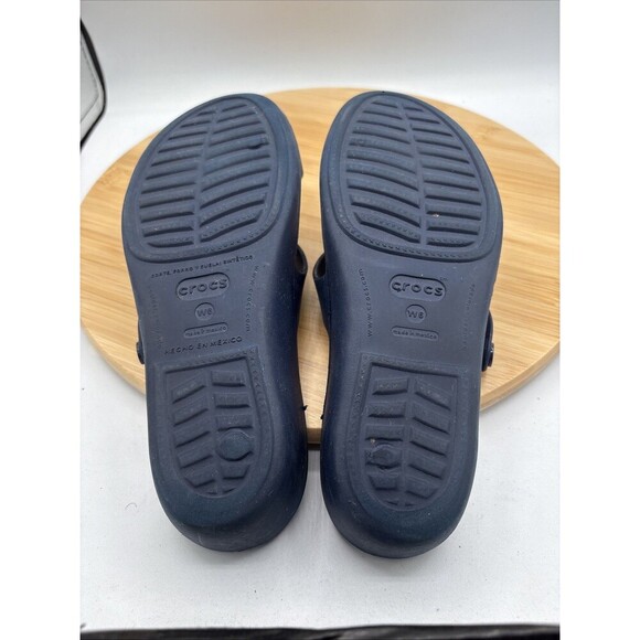 Crocs Women's Patricia Navy Blue Lavender Slide Wedge Heel Sandals Size 6 - Picture 8 of 10